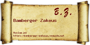 Bamberger Zakeus névjegykártya